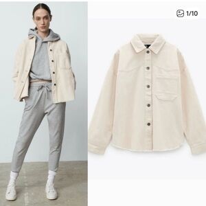 COPY Zara Softest Corduroy Oversized Shirt Jean Jacket Bloggers M